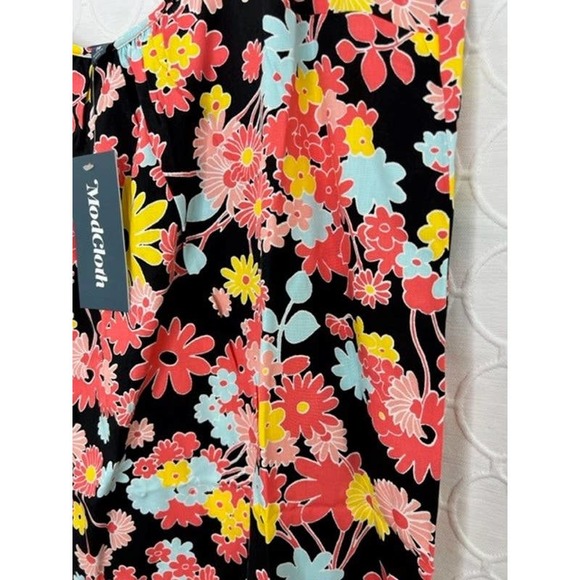 Modcloth Floral Paradise-Worthy Tie-Shoulder Shift Dress Resort Black NWT - Picture 3 of 5